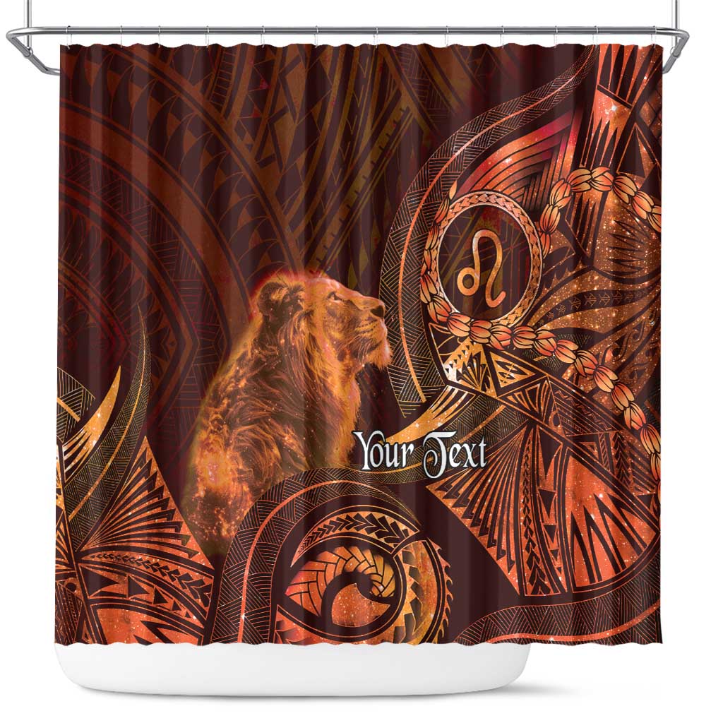 Personalised Polynesia Zodiac Leo Shower Curtain Galaxy Polynesian Pattern Chest Tattoo Style