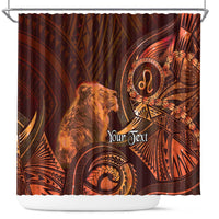 Personalised Polynesia Zodiac Leo Shower Curtain Galaxy Polynesian Pattern Chest Tattoo Style