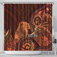 Personalised Polynesia Zodiac Leo Shower Curtain Galaxy Polynesian Pattern Chest Tattoo Style