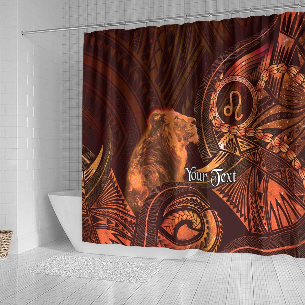 Personalised Polynesia Zodiac Leo Shower Curtain Galaxy Polynesian Pattern Chest Tattoo Style