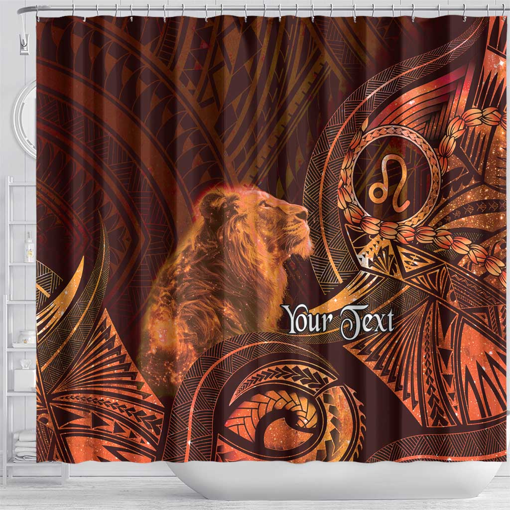 Personalised Polynesia Zodiac Leo Shower Curtain Galaxy Polynesian Pattern Chest Tattoo Style