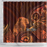 Personalised Polynesia Zodiac Leo Shower Curtain Galaxy Polynesian Pattern Chest Tattoo Style