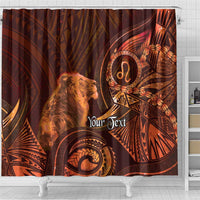Personalised Polynesia Zodiac Leo Shower Curtain Galaxy Polynesian Pattern Chest Tattoo Style