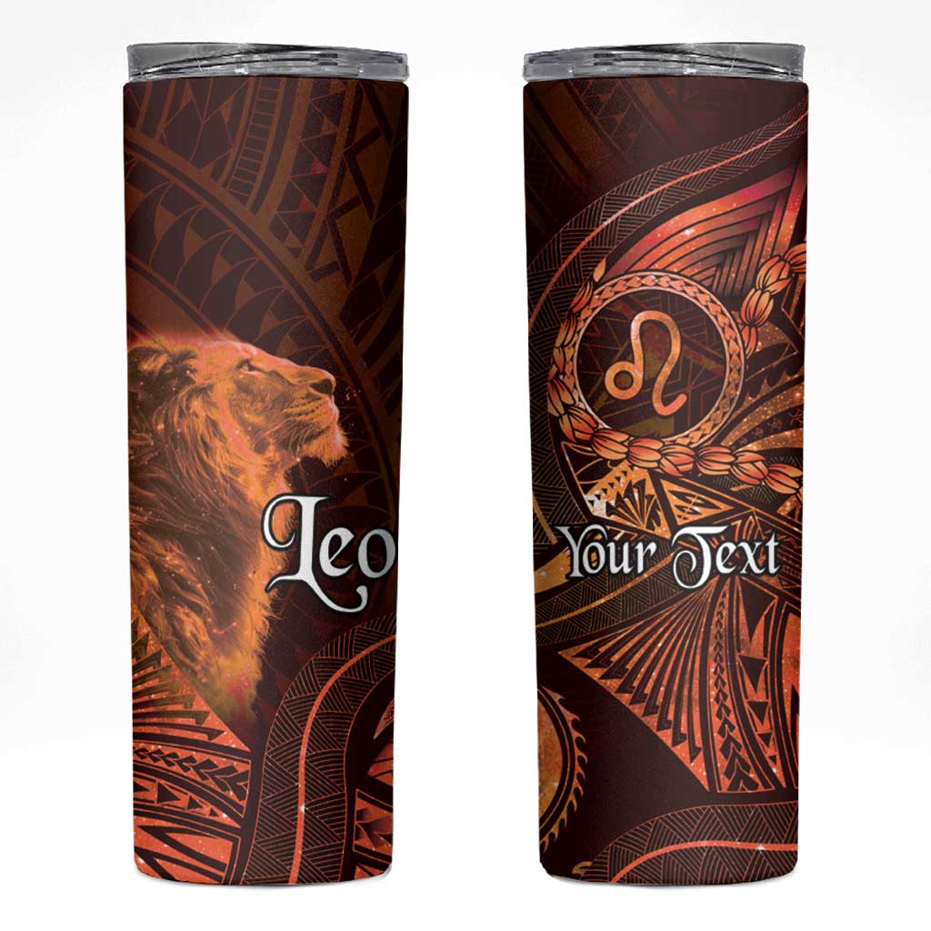 Personalised Polynesia Zodiac Leo Skinny Tumbler Galaxy Polynesian Pattern Chest Tattoo Style