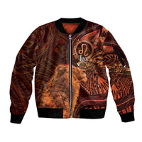 Personalised Polynesia Zodiac Leo Sleeve Zip Bomber Jacket Galaxy Polynesian Pattern Chest Tattoo Style