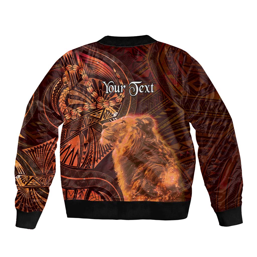 Personalised Polynesia Zodiac Leo Sleeve Zip Bomber Jacket Galaxy Polynesian Pattern Chest Tattoo Style