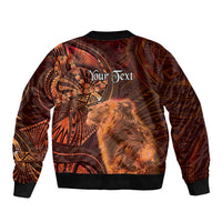 Personalised Polynesia Zodiac Leo Sleeve Zip Bomber Jacket Galaxy Polynesian Pattern Chest Tattoo Style