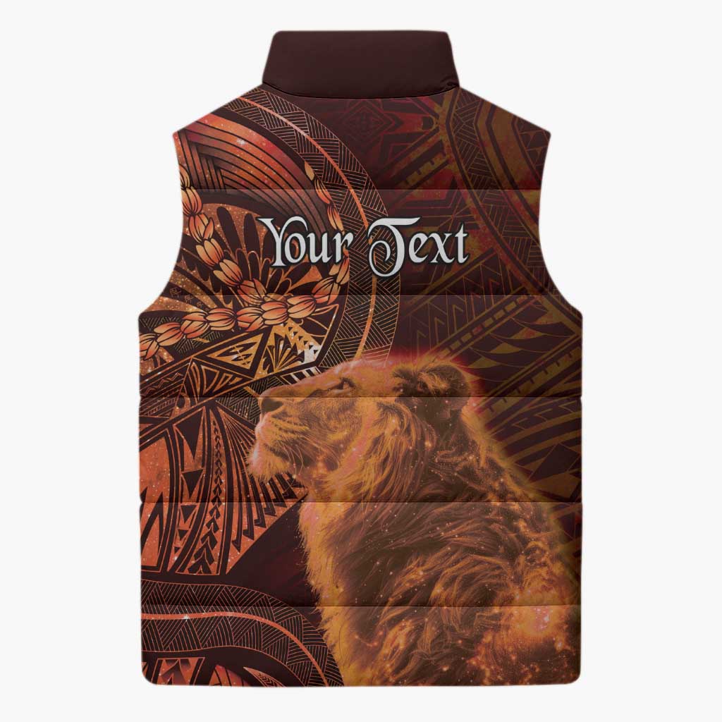 Personalised Polynesia Zodiac Leo Sleeveless Puffer Jacket Galaxy Polynesian Pattern Chest Tattoo Style LT14 - Polynesian Pride