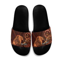 Personalised Polynesia Zodiac Leo Slide Sandals Galaxy Polynesian Pattern Chest Tattoo Style