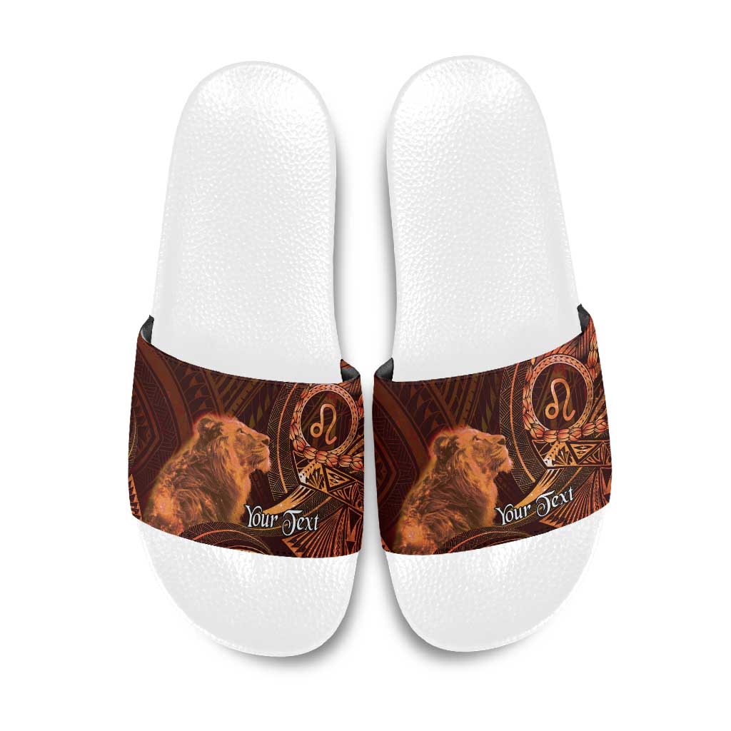 Personalised Polynesia Zodiac Leo Slide Sandals Galaxy Polynesian Pattern Chest Tattoo Style