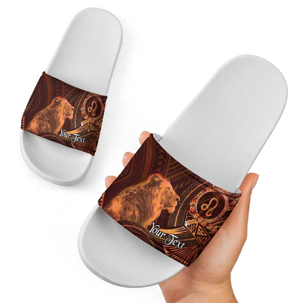 Personalised Polynesia Zodiac Leo Slide Sandals Galaxy Polynesian Pattern Chest Tattoo Style