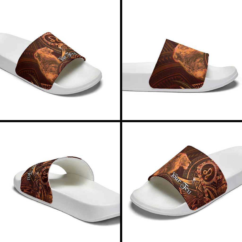 Personalised Polynesia Zodiac Leo Slide Sandals Galaxy Polynesian Pattern Chest Tattoo Style