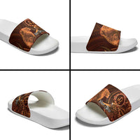 Personalised Polynesia Zodiac Leo Slide Sandals Galaxy Polynesian Pattern Chest Tattoo Style