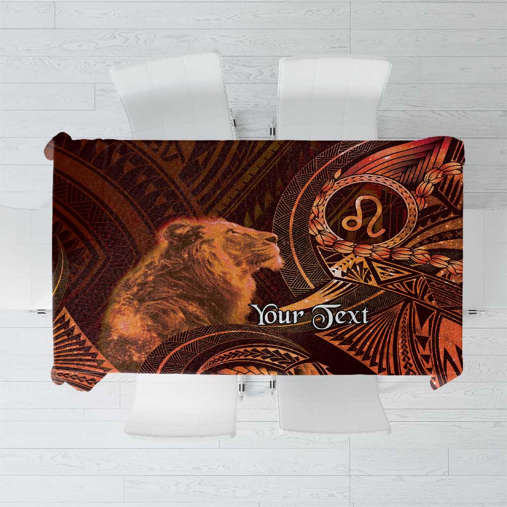 Personalised Polynesia Zodiac Leo Tablecloth Galaxy Polynesian Pattern Chest Tattoo Style LT14 Orange - Polynesian Pride