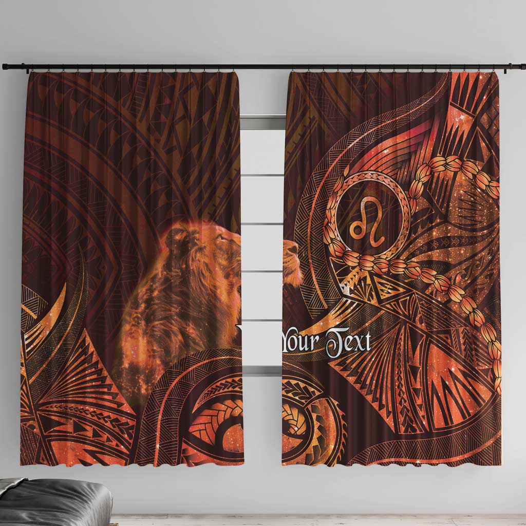 Personalised Polynesia Zodiac Leo Window Curtain Galaxy Polynesian Pattern Chest Tattoo Style LT14 With Hooks Orange - Polynesian Pride