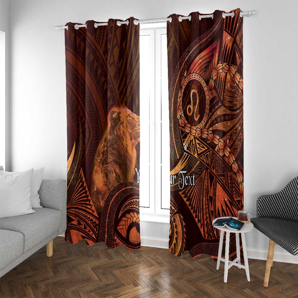 Personalised Polynesia Zodiac Leo Window Curtain Galaxy Polynesian Pattern Chest Tattoo Style LT14 With Grommets Orange - Polynesian Pride