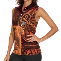 Personalised Polynesia Zodiac Leo Women Sleeveless Polo Shirt Galaxy Polynesian Pattern Chest Tattoo Style
