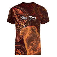 Personalised Polynesia Zodiac Leo Women V-Neck T-Shirt Galaxy Polynesian Pattern Chest Tattoo Style LT14 - Polynesian Pride
