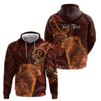 Personalised Polynesia Zodiac Leo Zip Hoodie Galaxy Polynesian Pattern Chest Tattoo Style LT14 - Polynesian Pride