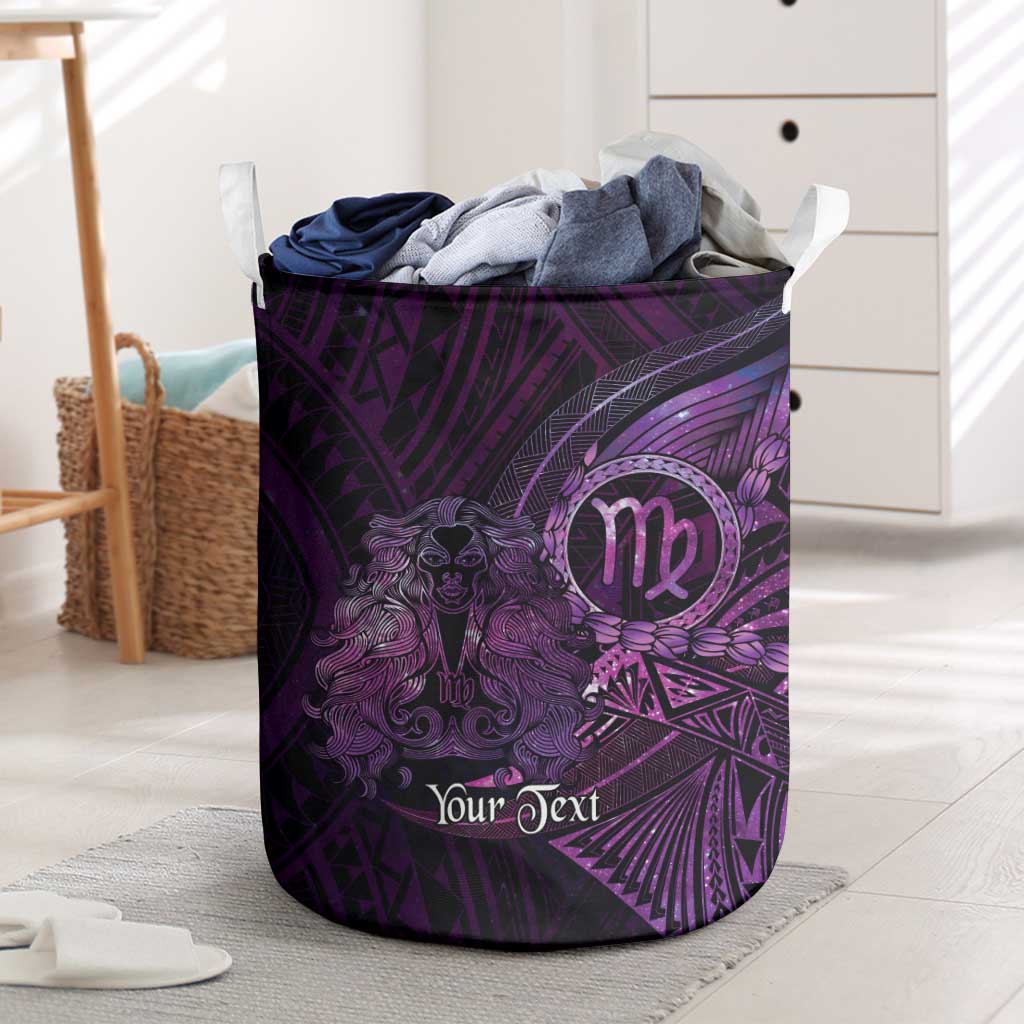 Personalised Polynesia Zodiac Virgo Laundry Basket Galaxy Polynesian Pattern Chest Tattoo Style LT14 Purple - Polynesian Pride