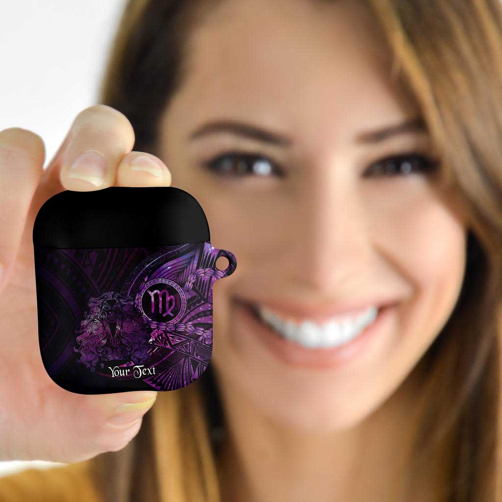Personalised Polynesia Zodiac Virgo AirPods Case Galaxy Polynesian Pattern Chest Tattoo Style