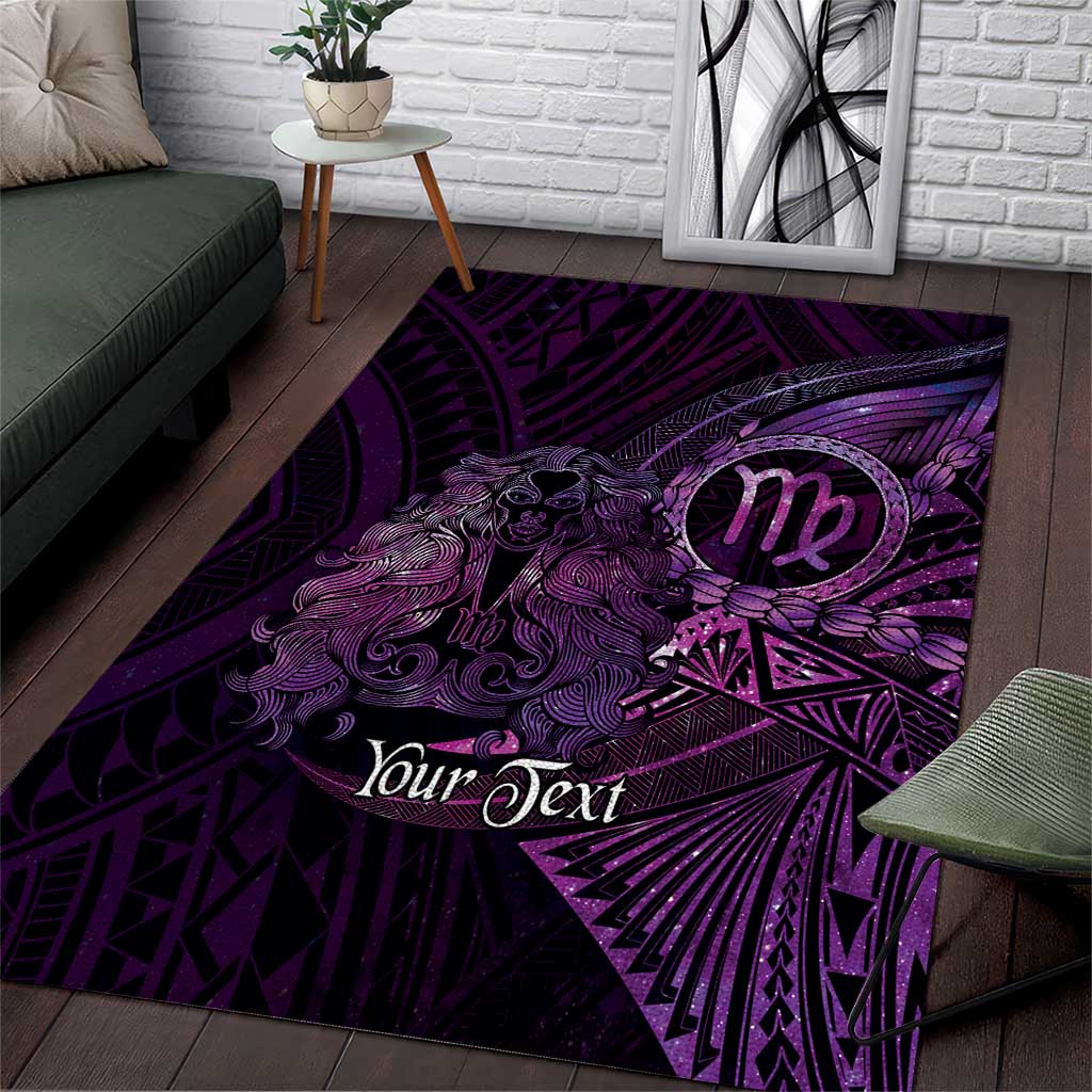 Personalised Polynesia Zodiac Virgo Area Rug Galaxy Polynesian Pattern Chest Tattoo Style LT14 Purple - Polynesian Pride
