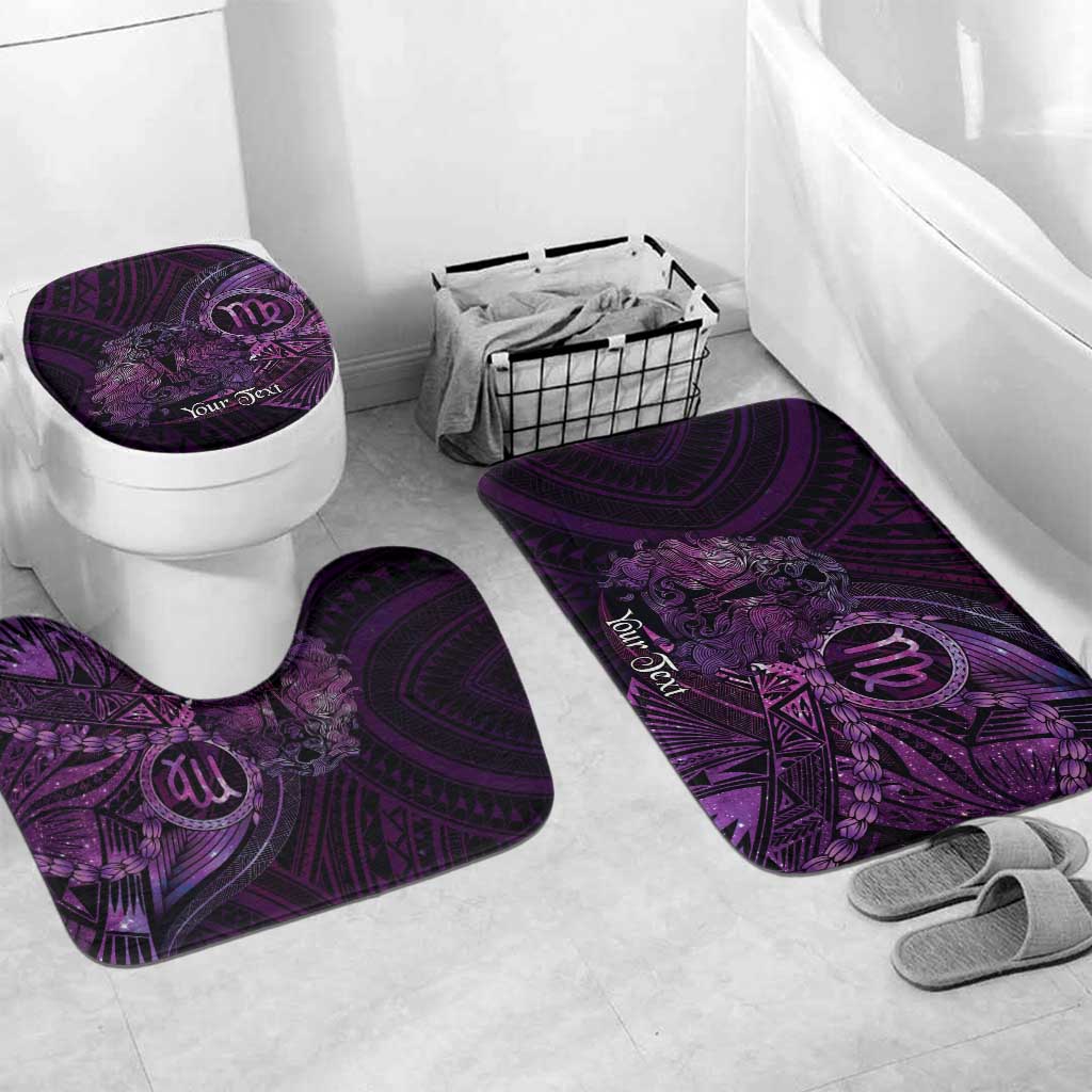 Personalised Polynesia Zodiac Virgo Bathroom Set Galaxy Polynesian Pattern Chest Tattoo Style LT14 Mat Set Only (3 pcs) One Size Purple - Polynesian Pride