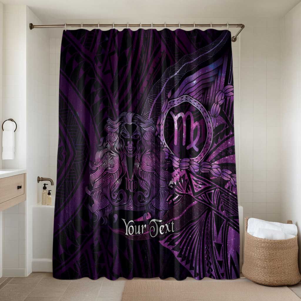 Personalised Polynesia Zodiac Virgo Bathroom Set Galaxy Polynesian Pattern Chest Tattoo Style LT14 Shower Curtain Only Purple - Polynesian Pride
