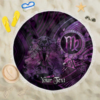 Personalised Polynesia Zodiac Virgo Beach Blanket Galaxy Polynesian Pattern Chest Tattoo Style LT14 One Size 150cm Purple - Polynesian Pride