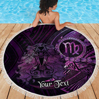 Personalised Polynesia Zodiac Virgo Beach Blanket Galaxy Polynesian Pattern Chest Tattoo Style LT14 - Polynesian Pride