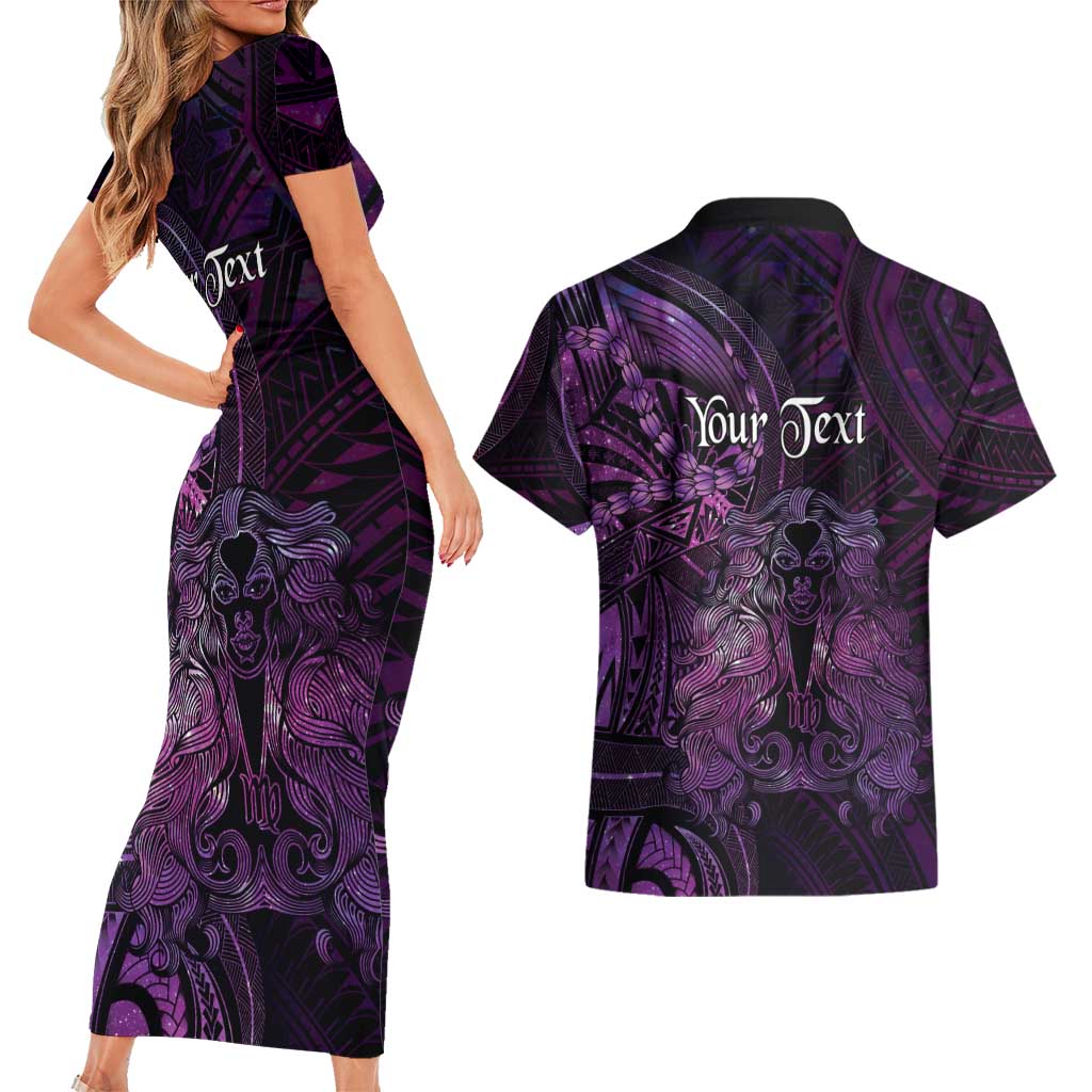 Personalised Polynesia Zodiac Virgo Couples Matching Short Sleeve Bodycon Dress and Hawaiian Shirt Galaxy Polynesian Pattern Chest Tattoo Style LT14 - Polynesian Pride