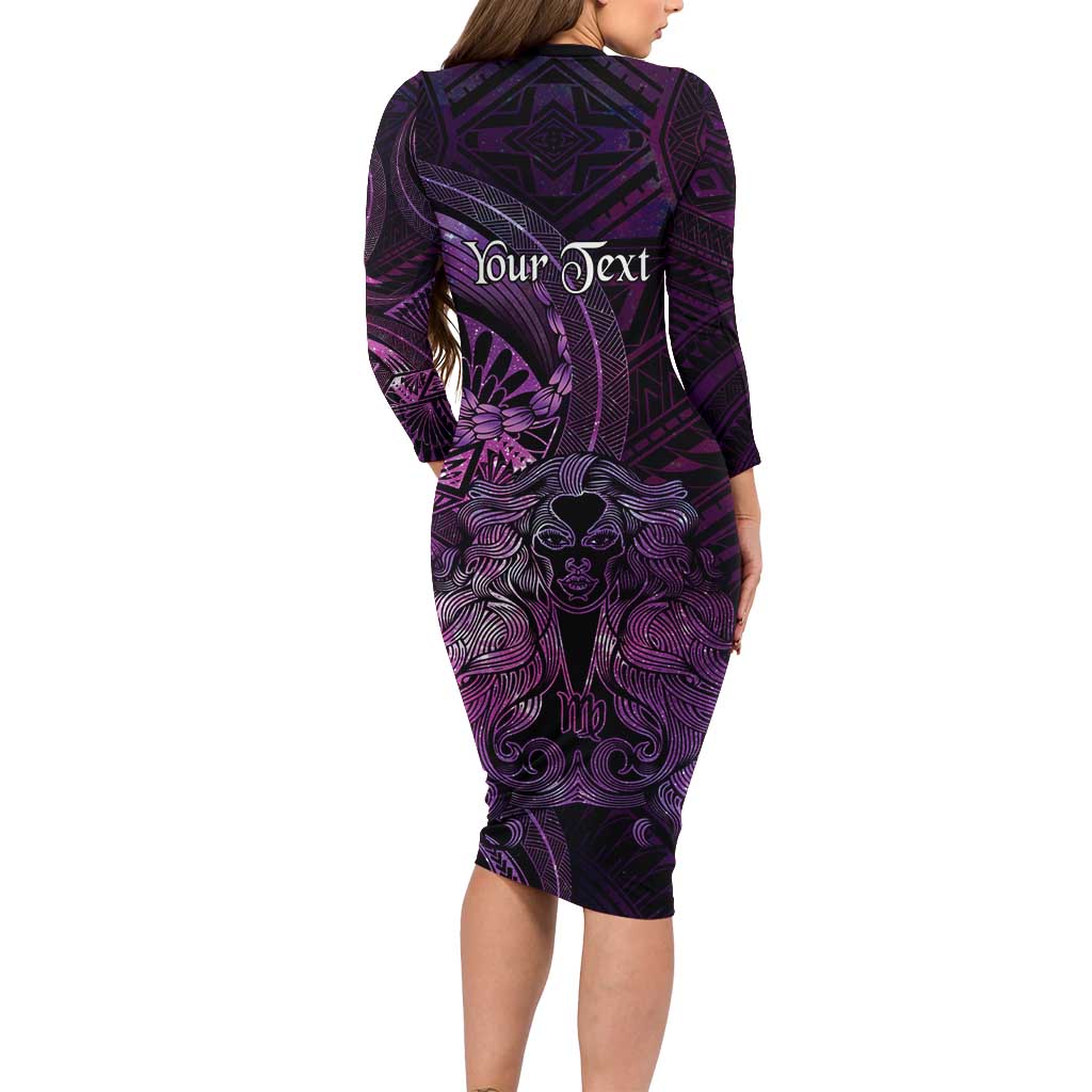Personalised Polynesia Zodiac Virgo Family Matching Long Sleeve Bodycon Dress and Hawaiian Shirt Galaxy Polynesian Pattern Chest Tattoo Style LT14 - Polynesian Pride