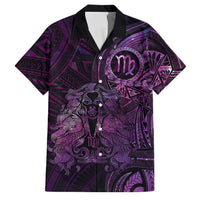 Personalised Polynesia Zodiac Virgo Family Matching Mermaid Dress and Hawaiian Shirt Galaxy Polynesian Pattern Chest Tattoo Style LT14 Dad's Shirt - Short Sleeve Purple - Polynesian Pride