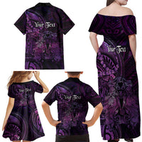 Personalised Polynesia Zodiac Virgo Family Matching Off Shoulder Maxi Dress and Hawaiian Shirt Galaxy Polynesian Pattern Chest Tattoo Style