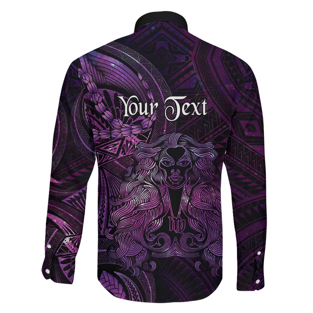 Personalised Polynesia Zodiac Virgo Family Matching Off Shoulder Maxi Dress and Hawaiian Shirt Galaxy Polynesian Pattern Chest Tattoo Style