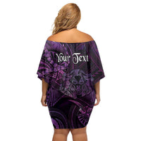 Personalised Polynesia Zodiac Virgo Family Matching Off Shoulder Short Dress and Hawaiian Shirt Galaxy Polynesian Pattern Chest Tattoo Style LT14 - Polynesian Pride
