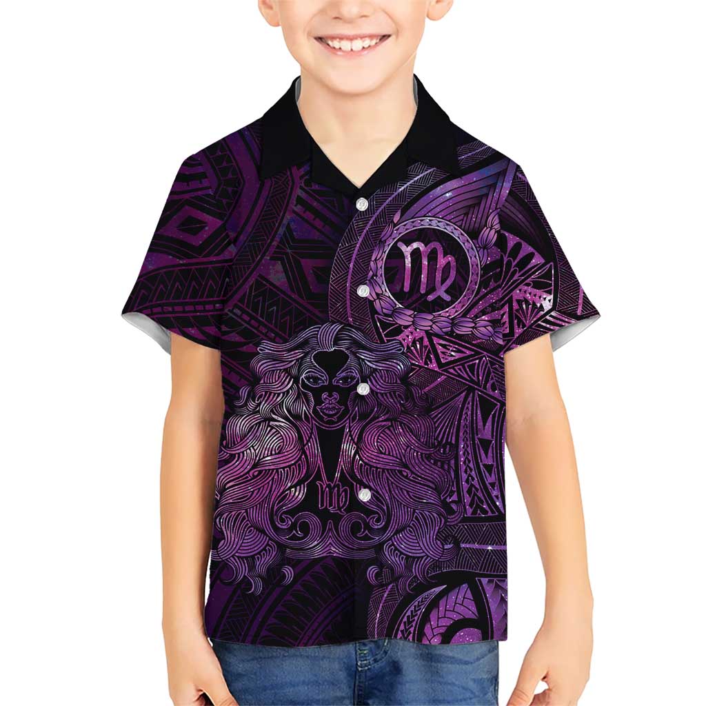 Personalised Polynesia Zodiac Virgo Family Matching Summer Maxi Dress and Hawaiian Shirt Galaxy Polynesian Pattern Chest Tattoo Style