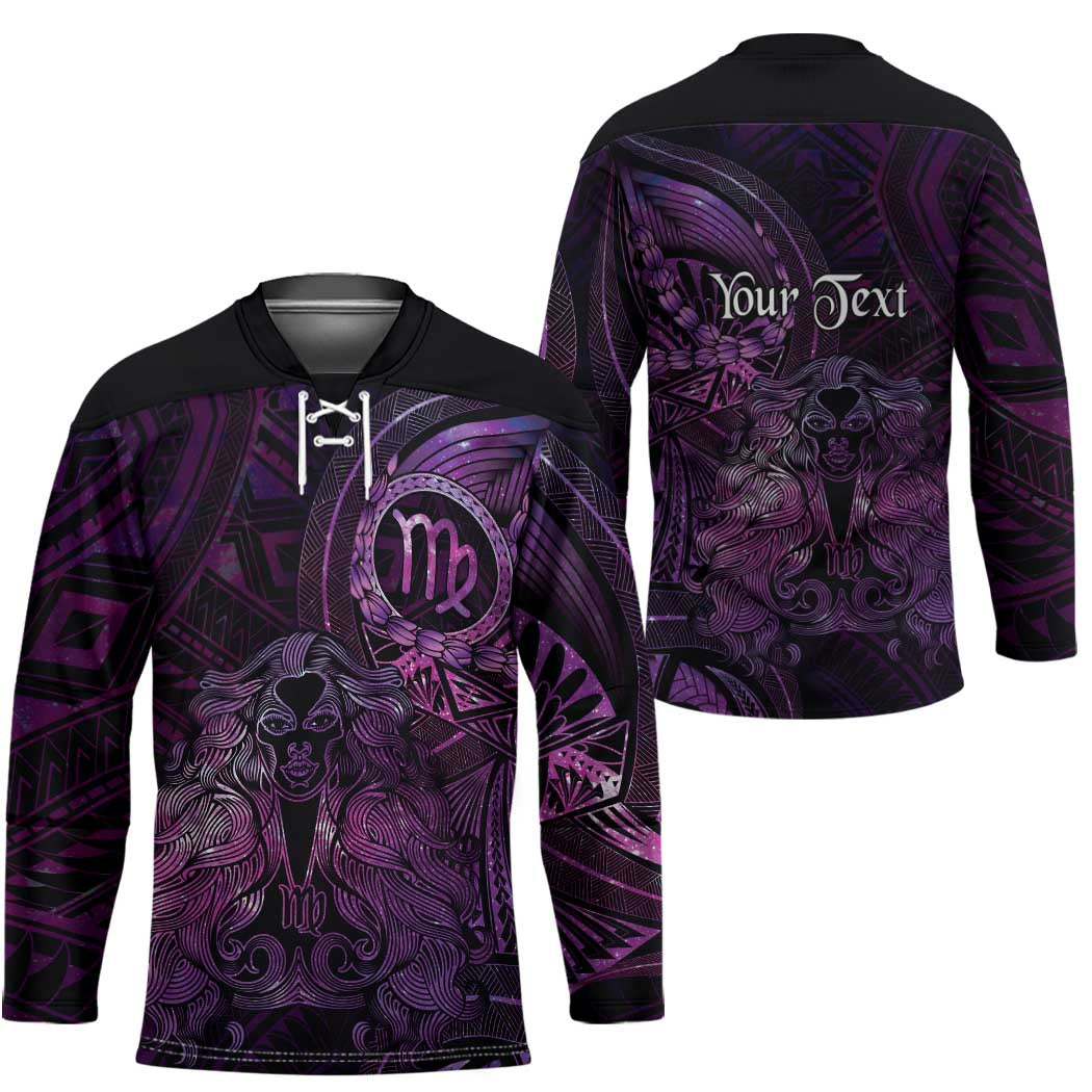 Personalised Polynesia Zodiac Virgo Hockey Jersey Galaxy Polynesian Pattern Chest Tattoo Style