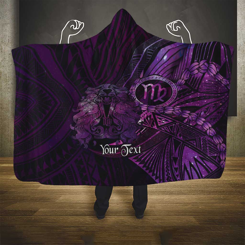 Personalised Polynesia Zodiac Virgo Hooded Blanket Galaxy Polynesian Pattern Chest Tattoo Style LT14 - Polynesian Pride