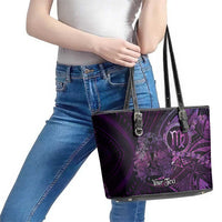 Personalised Polynesia Zodiac Virgo Leather Tote Bag Galaxy Polynesian Pattern Chest Tattoo Style