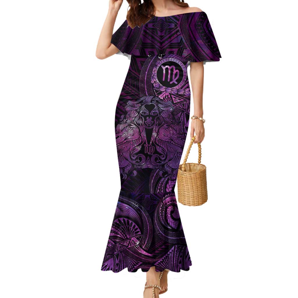 Personalised Polynesia Zodiac Virgo Mermaid Dress Galaxy Polynesian Pattern Chest Tattoo Style