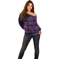 Personalised Polynesia Zodiac Virgo Off Shoulder Sweater Galaxy Polynesian Pattern Chest Tattoo Style
