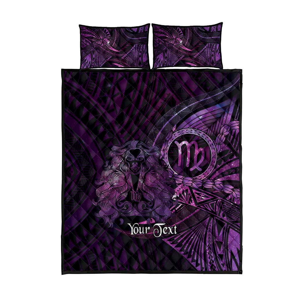Personalised Polynesia Zodiac Virgo Quilt Bed Set Galaxy Polynesian Pattern Chest Tattoo Style