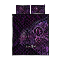 Personalised Polynesia Zodiac Virgo Quilt Bed Set Galaxy Polynesian Pattern Chest Tattoo Style