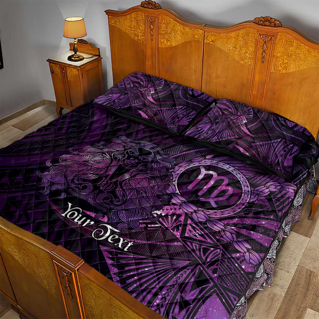 Personalised Polynesia Zodiac Virgo Quilt Bed Set Galaxy Polynesian Pattern Chest Tattoo Style