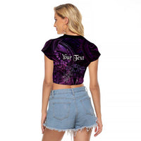 Personalised Polynesia Zodiac Virgo Raglan Cropped T Shirt Galaxy Polynesian Pattern Chest Tattoo Style