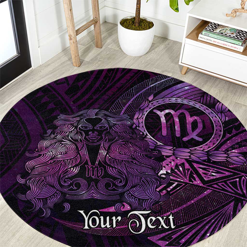 Personalised Polynesia Zodiac Virgo Round Carpet Galaxy Polynesian Pattern Chest Tattoo Style LT14 Purple - Polynesian Pride