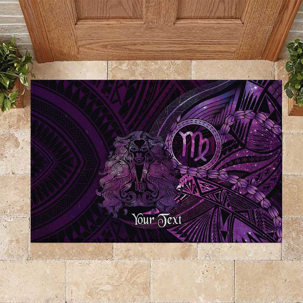 Personalised Polynesia Zodiac Virgo Rubber Doormat Galaxy Polynesian Pattern Chest Tattoo Style