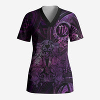 Personalised Polynesia Zodiac Virgo Scrub Top Galaxy Polynesian Pattern Chest Tattoo Style