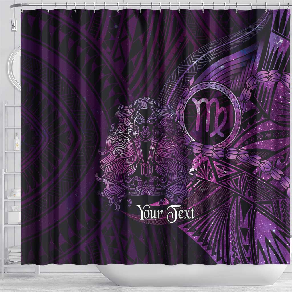 Personalised Polynesia Zodiac Virgo Shower Curtain Galaxy Polynesian Pattern Chest Tattoo Style LT14 - Polynesian Pride